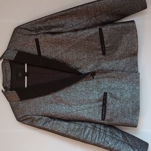 Banana Republic Monogram  Silver Metallic Lame' Blazer 4 Tuxedo Style